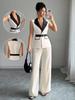 Herbst-Chic Elegantes Camisole High-Waist Gerade Hosen Damen Set Damen Anzug Weste Set