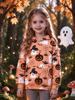 Girl Clothes Halloween Hoodies Purple Ghost Pumpkin Bat 3D Full Print Long Sleeve Pullover Autumn Casual Sweatshirt for Children