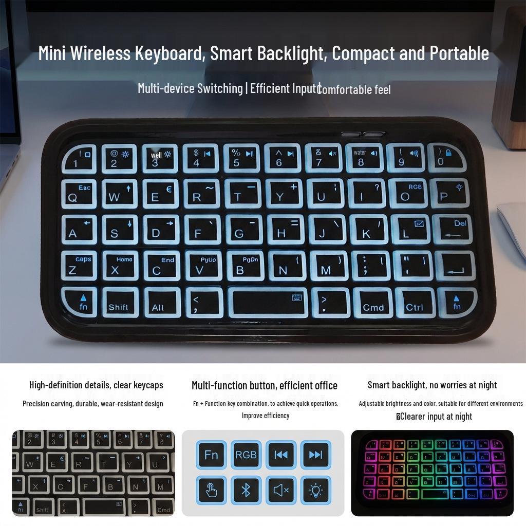 Universal Three-Mode Wireless Luminous Mini Bluetooth Keyboard