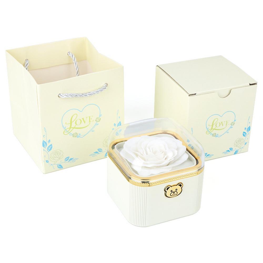 Cute Rotating Rose Box Romantic Surprise Jewelry Storage Box Necklace Storage Case  Mother's Day