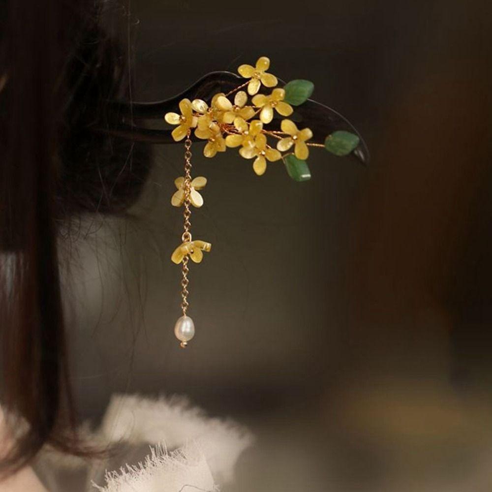 Wood Cheongsam Flower Chinese Style Headwear Wooden Hairpin Ancient Style Hairpin Hanfu Hair Sticks