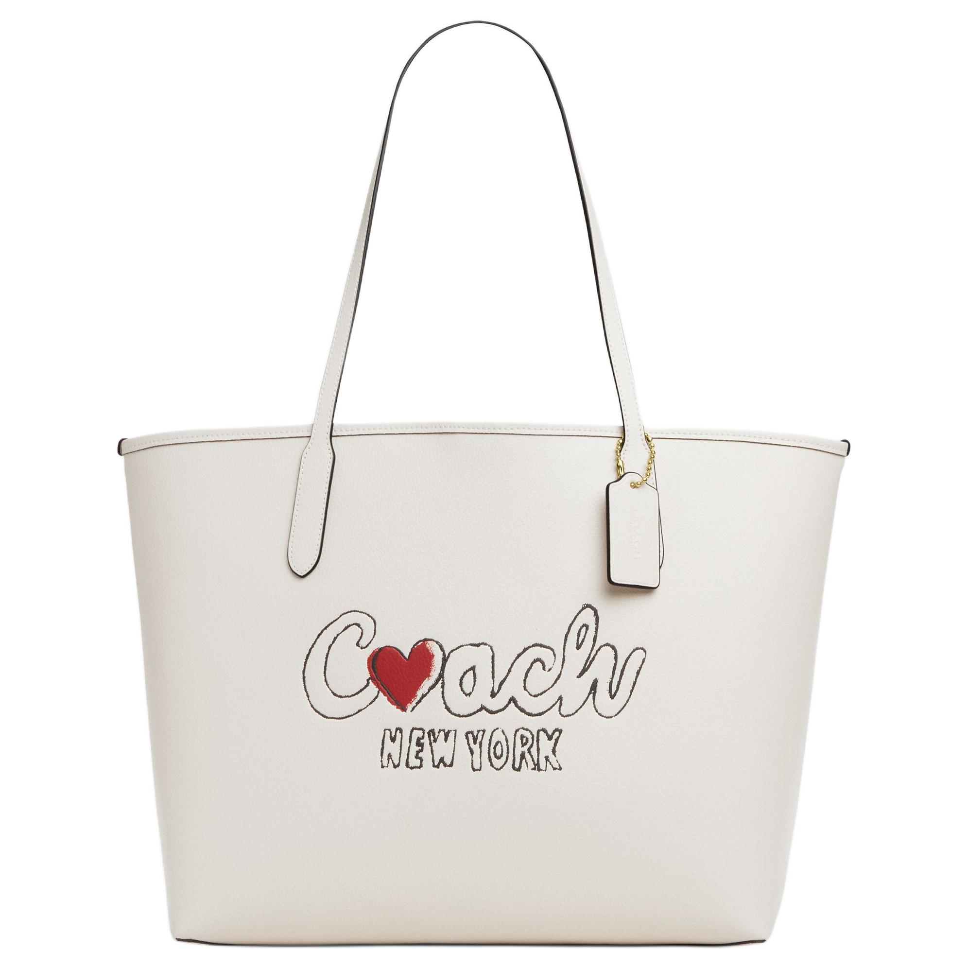 Coach City 33 Letter Print Tote Bag Women tote Cream CBS70-IMCAH Basic Set (Bag+Dust Bag)