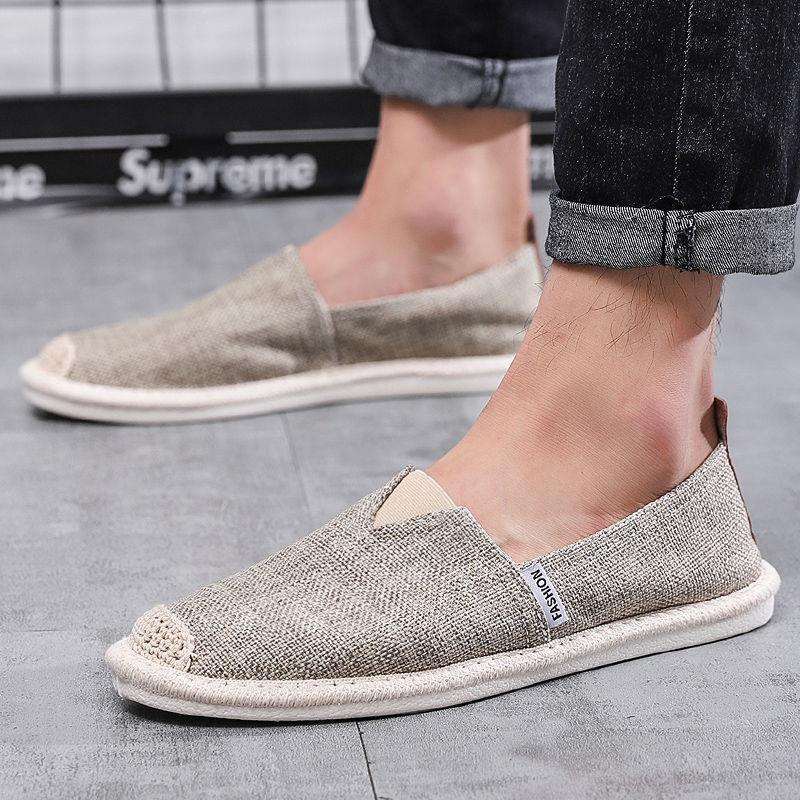 Fashion Men's casual shoes breathable flat shoes spring summer linen canvas simple comfortable lazy breathable  men's shoes