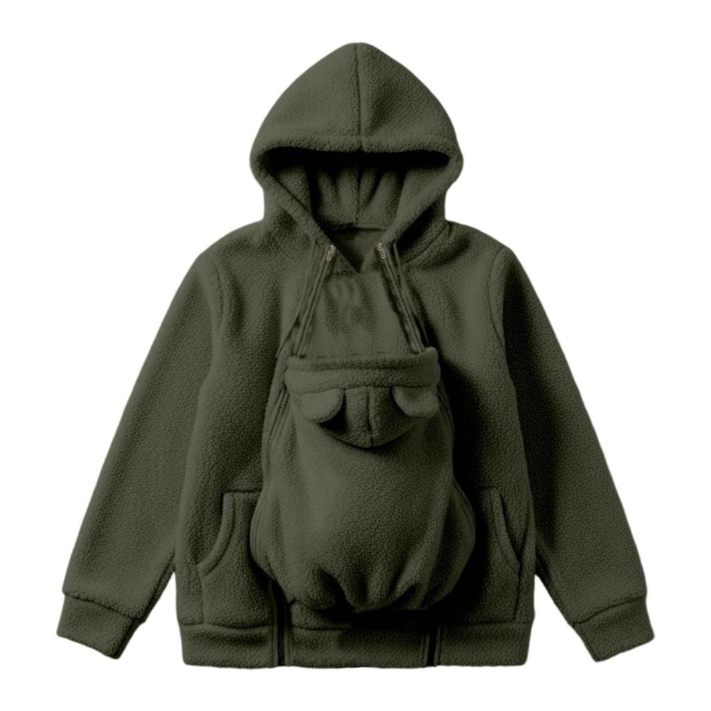 Women's Winter Warm Fleece Maternity Coat Full Zip Baby Wearing Jacket Pregnancy Clothing