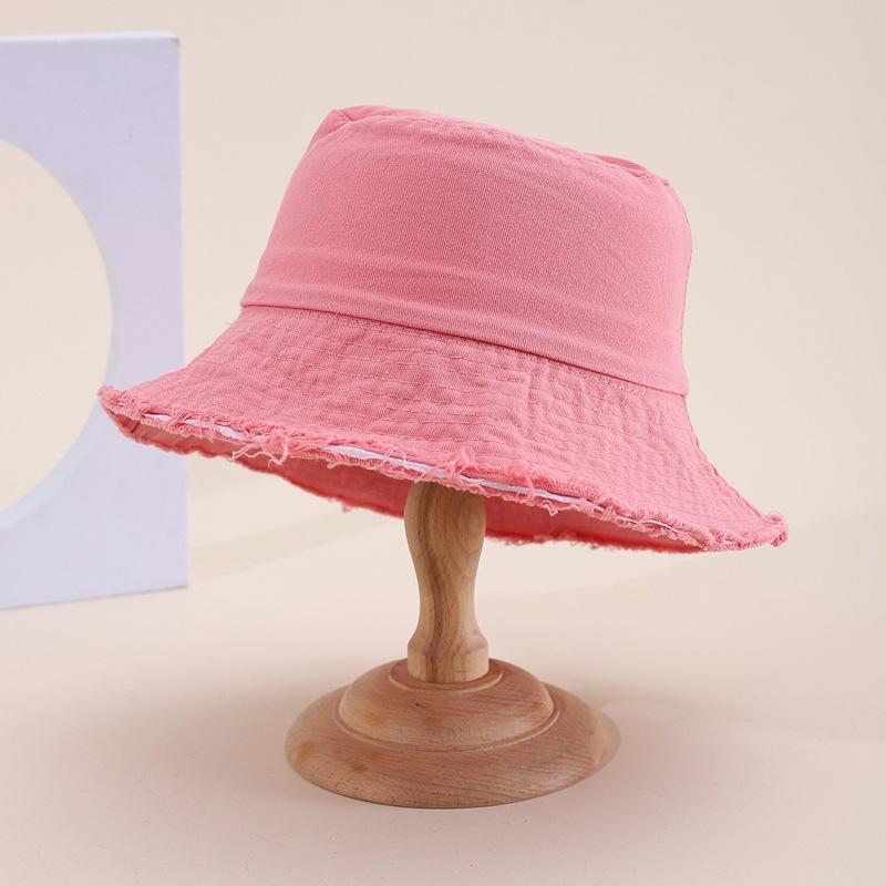 Women's Vintage Wide Brim Bucket Hat Colorful Washed Casual Bob Femme Solid Flat Top for Outdoor Street Dance Hip Hop