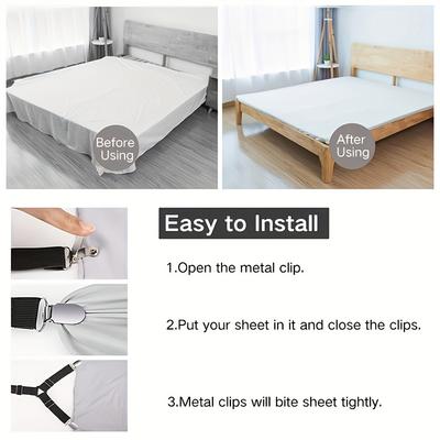 4 Pcs Triangle Bed Sheet Holders Fitted Sheet Clips Adjustable Sheet Suspenders Mattress Gripper Clips For Bed Mattress Cover