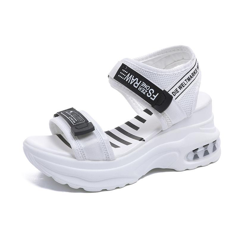 Slope heel platform sandals women's 2025 summer new one-word Velcro waterproof table fashionable versatile beach women's sandals