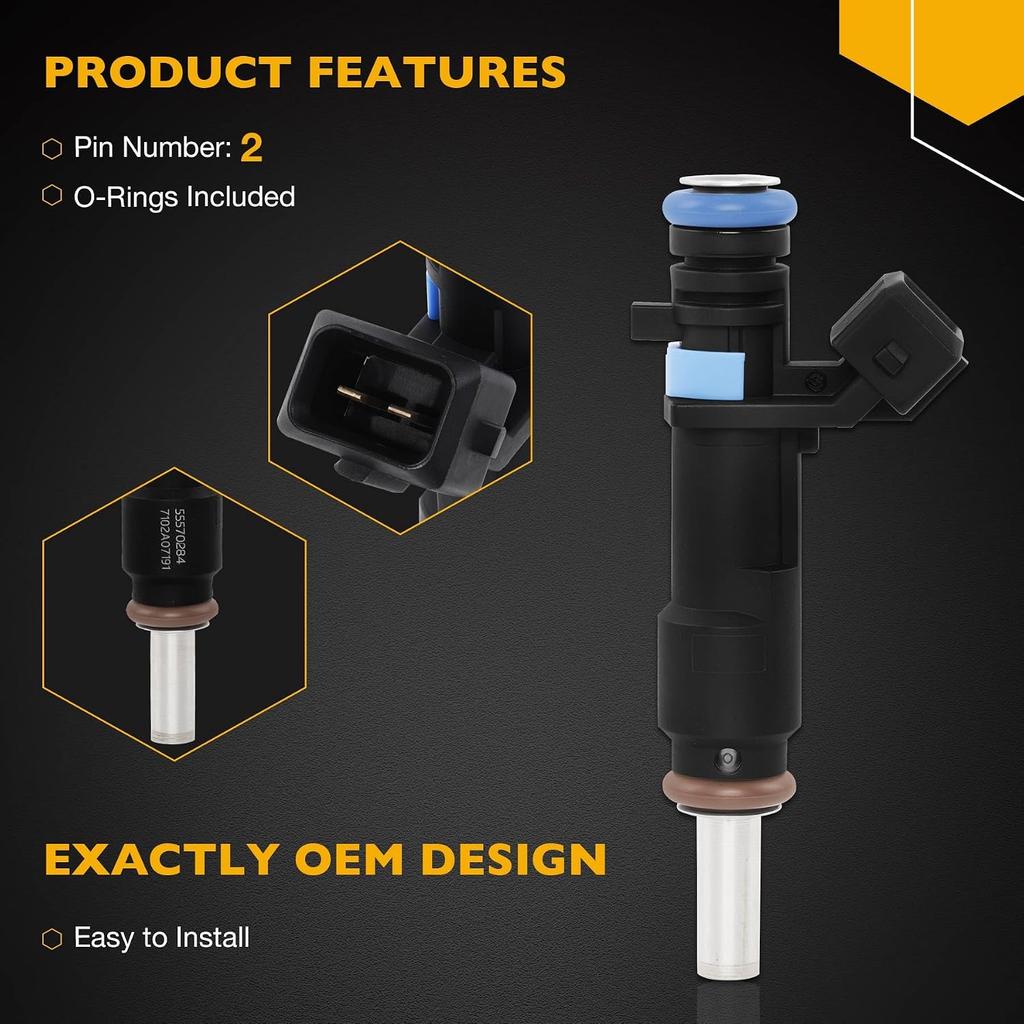 Fuel Injector Set 4Pcs 8Holes, Compatible with 2011-2016 Chevrolet Cruze Sonic Cruze Limited 1.8L L4 Engine, Replace# FJ1153 25185231