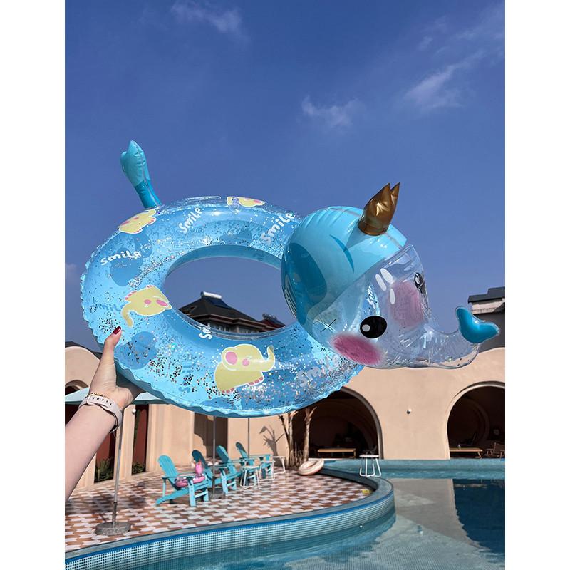 Cartoon Elephant Inflatable Swimming Ring For Children Thickened Pvc Swim Ring With Sponge Bottom