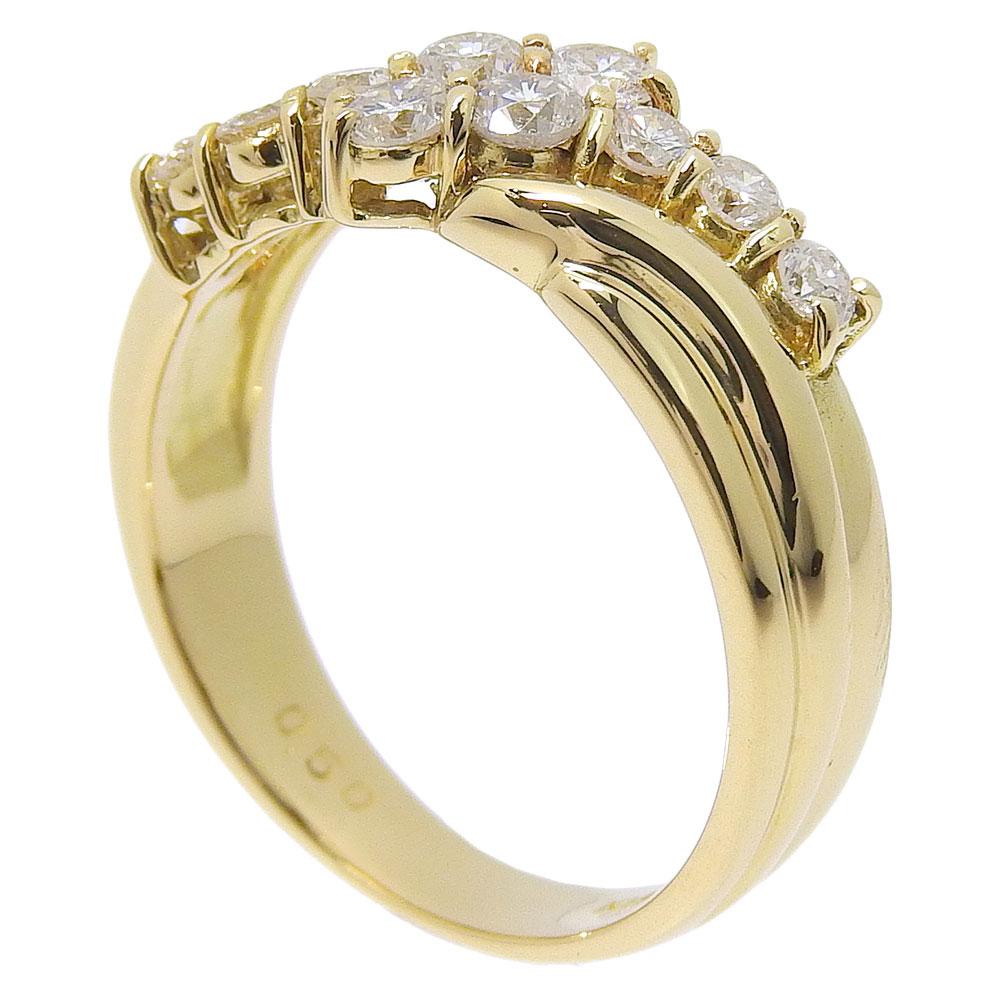 Ring K18 yellow gold/diamond #5.4(US Size) 4.5g Women Used