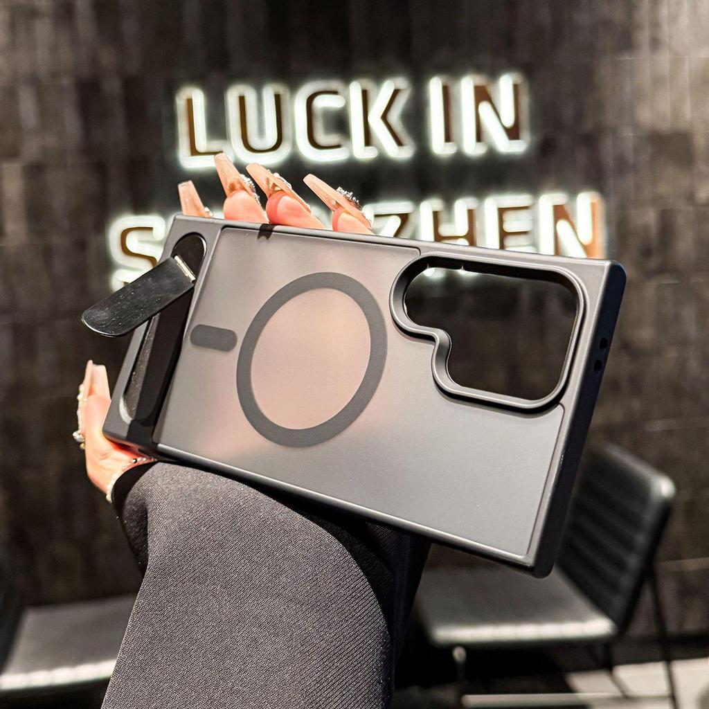 Samsung S25 Ultra/S24 Plus Magnetic Flip Stand Phone Case with Skin-Feel Finish