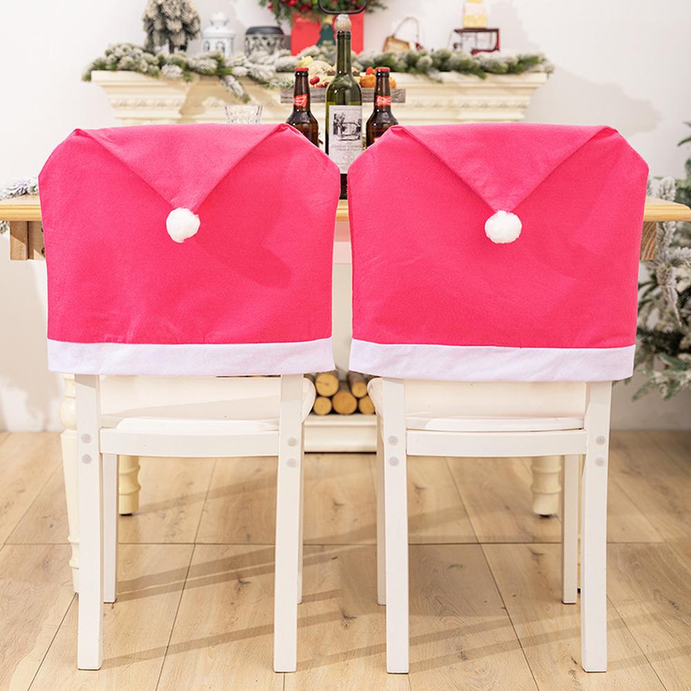 6PCS Christmas Chair Covers, Santa Hat Xmas Chair Covers, Christmas Decorations Indoor Chair Covers For Indoor Kitchen Dinning Room Home Office