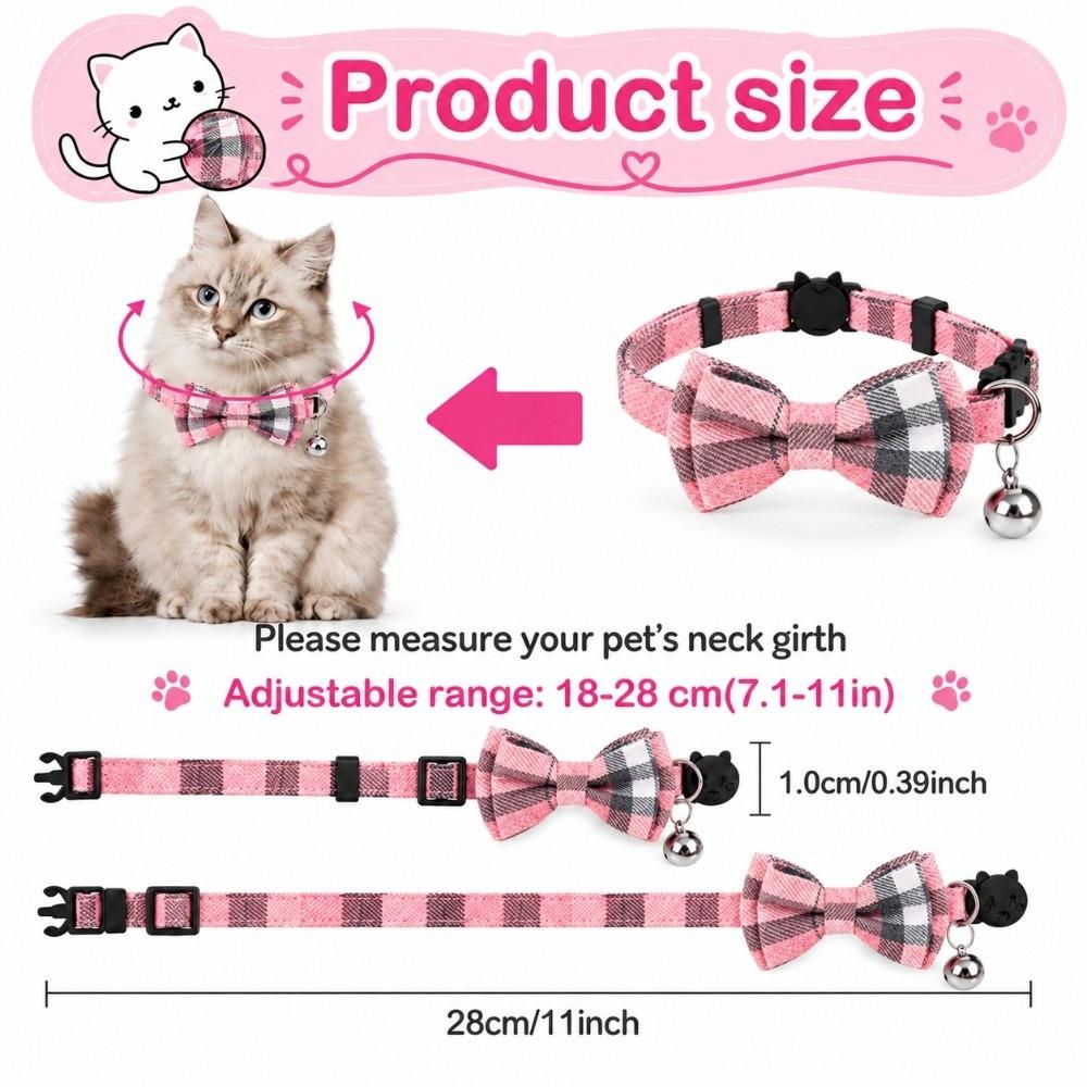 Bowknot Cat Collar Plaid Kitten Collar Decorative Bowtie Collar  Kitty