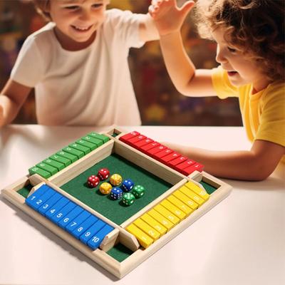 Kids Montessori Four-Sided Flip Card Game Intellectual Educational Toys Board Box Dice Toys Family Math Arithmetic Puzzles Toys