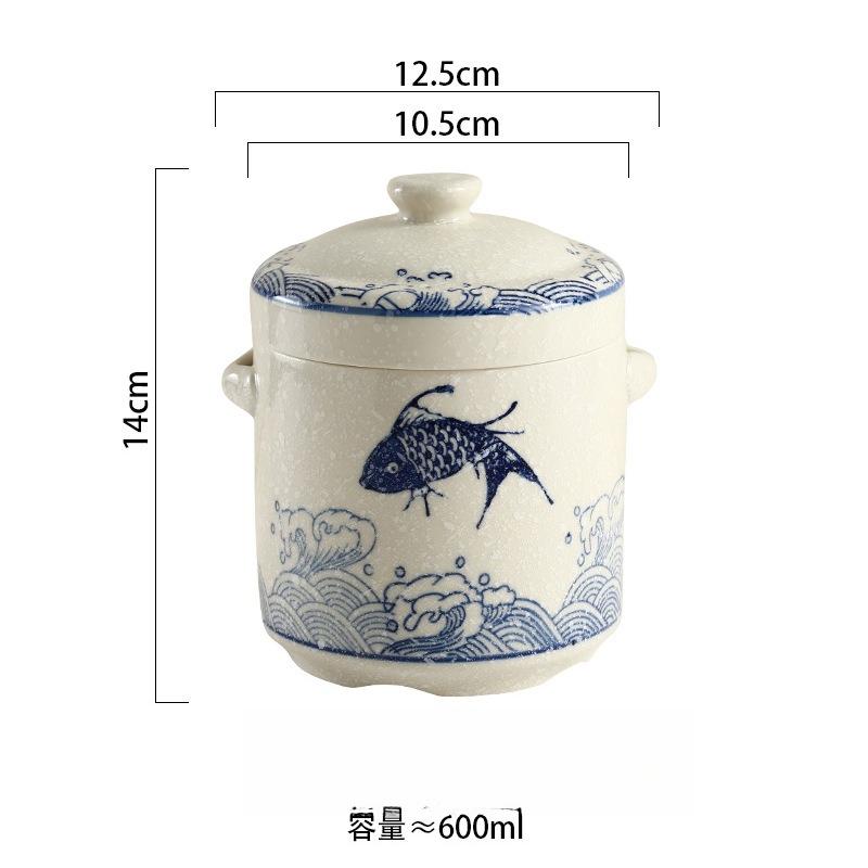 Ceramic Waterproof Stew Pot with Lid Double Lid  Stewed Bird  Steamed Egg Double Ear Stew Pot Family Soup Cup Restaurant
