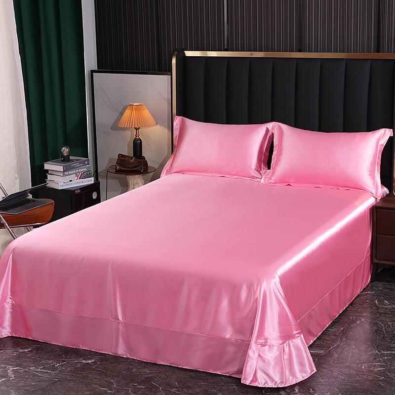 Washable Silk Fitted Sheet Set with Satin Pillowcase & Double Duvet Cover