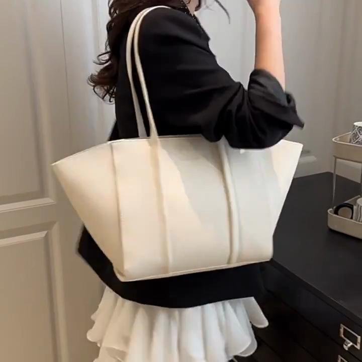 Minimalist Tote Bag Set Letter Printed PU Zipper Closure Shoulder Bag For Women Shopping and Daily Use