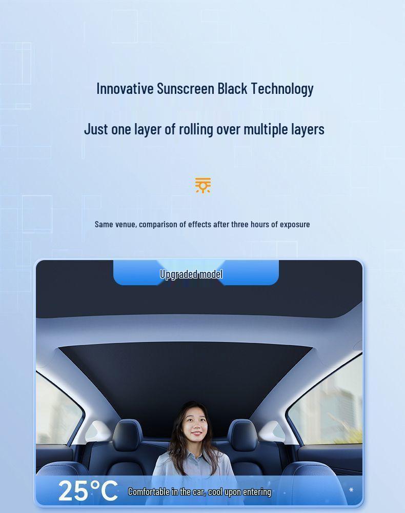 Tesla Model 3/Y Ice Crystal Sunroof Sunshade - Heat Insulation & Folding Protection