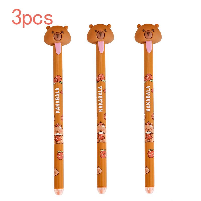 Cute Capybara Erasable Ballpoint Pen, Student Cartoon Magic Eraser Water Pen, High-Aesthetic Capybara Writing Stationery