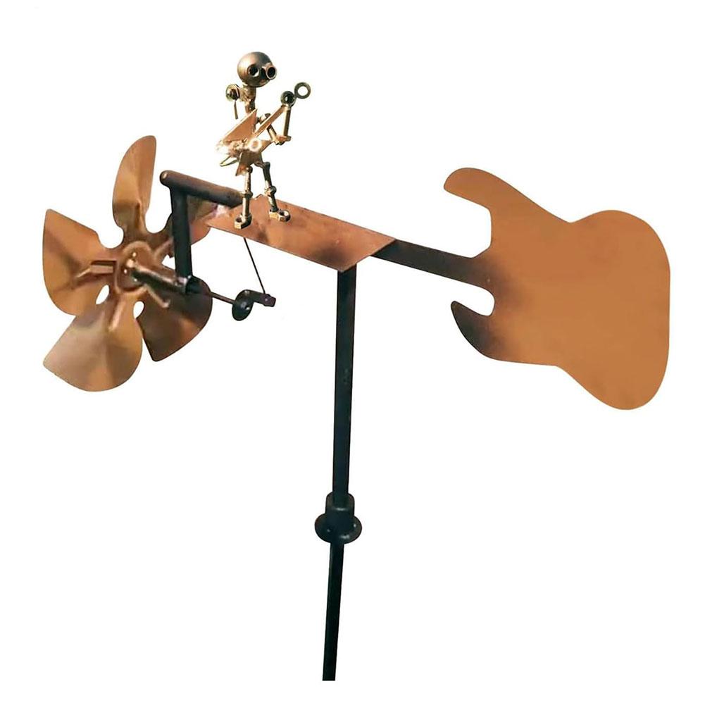 Outdoor Wind Sculpture Handmade Guitar Windmill Wind-Powered Guitar Sculpture for Garden Yard Patio Lawn Porch Backyard