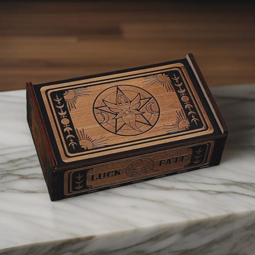 Eladcncmc Wooden Tarot Card Storage Case, Push-Pull Tarot Card Storage Box, Portable Card Container, Astrology Trinket Box
