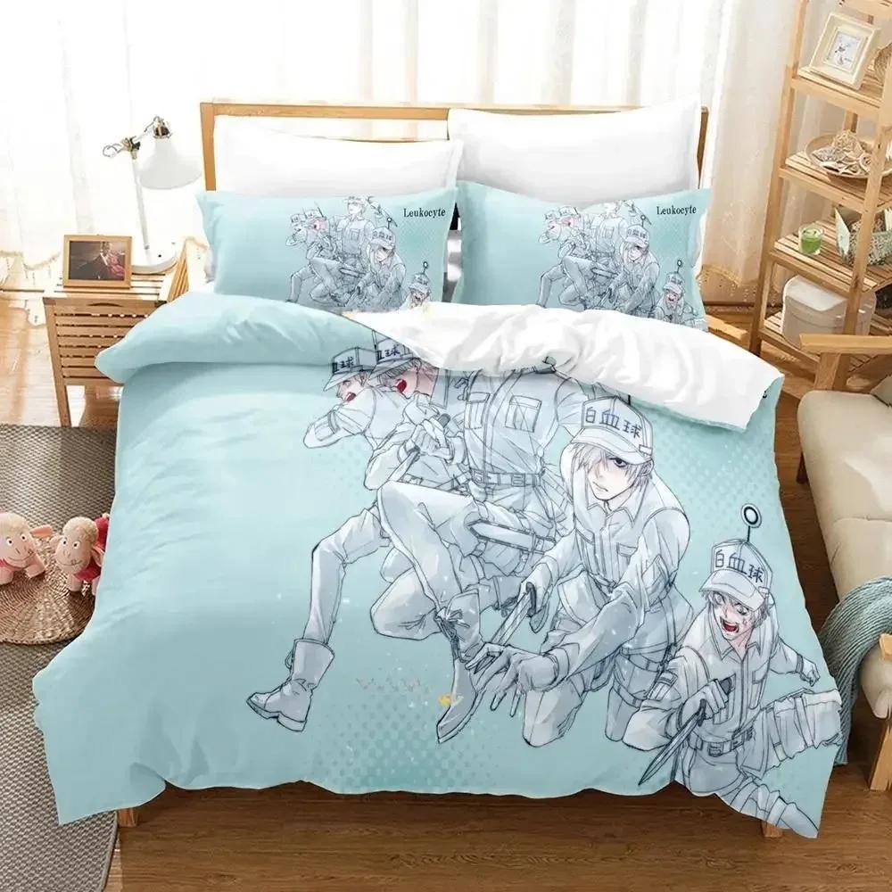 2024 Cells At Work Sängkläder Set Enkelt Twin Full Queen King Size Sängset Vuxen Barn Sovrum Påslakan Set 3D-tryck Anime Sängset