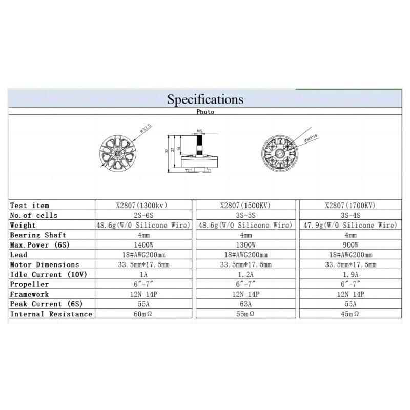 1300KV 1500KV 1700KV 2807 Brushless Motor For FPV 7inch LR7 Multicopter for Drones Powerful Control Motor 1/4PCS