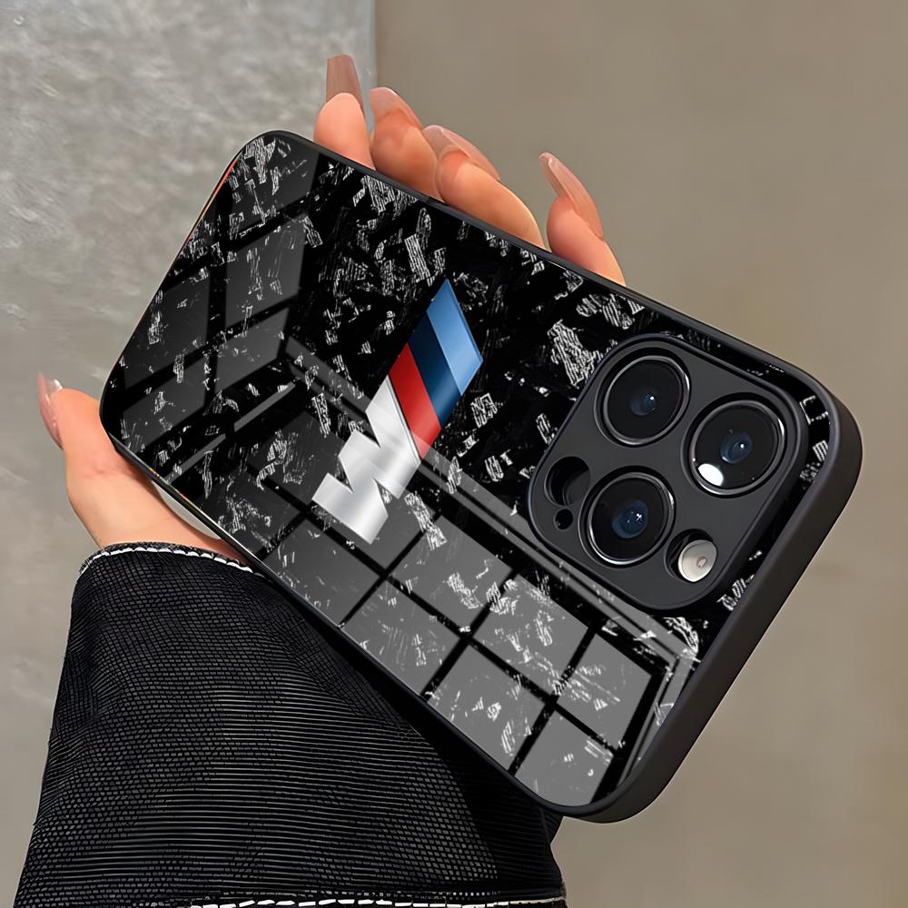 Auto Blu Rossa Per B-Bmw Logo SE Custodia per Telefono Per IPhone 17 Pro Max 16 15 14 Pro Max 13 11 X Xs Xr 8 7Plus Copertura in Vetro
