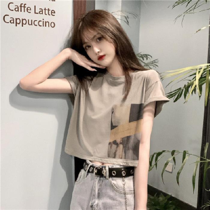 New summer Korean version of foreign style short-sleeved t-shirt women's ins super explosive loose and thin short top tide