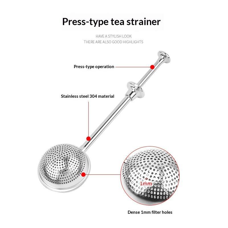 Stainless Steel Long Handle Tea Infuser Fine Mesh Rust Resistant For Home Office Loose Leaf Tea Brewing