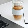 POKETLE Glass Tumbler with Lid, 330ml, Double-Walled, Heat-Resistant, Dishwasher-Safe, BPA-Free, Vidro 330, Latte Beige