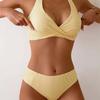 Bikini Striped Single Neck Top Swimsuit New European and American Lace-up Sexy Bikini Swimsuit Women's