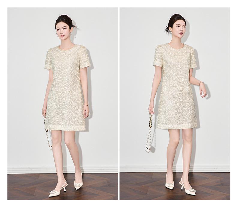 Summer Style Women's Slimming Dress - High-Quality Organza with Sparrow Feather Embroidery