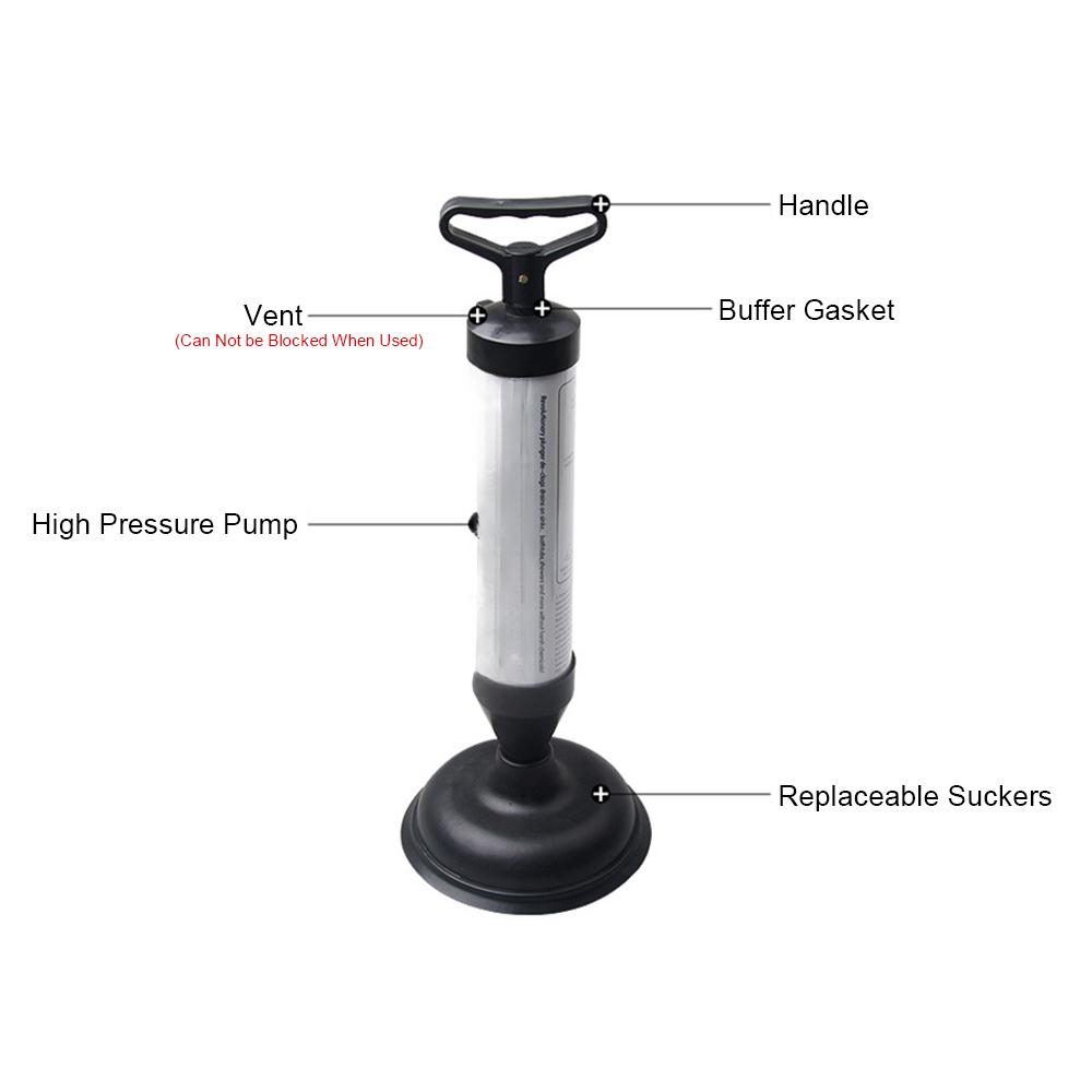 Handle Toilet Suction Plunger with Two Suckers High Pressure Bathroom Showeroom Bathtub Drain Buster Cleaner Tool