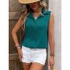 Gilet da donna senza maniche con bottoni, camicia con colletto testurizzato, top estivo casual ampio