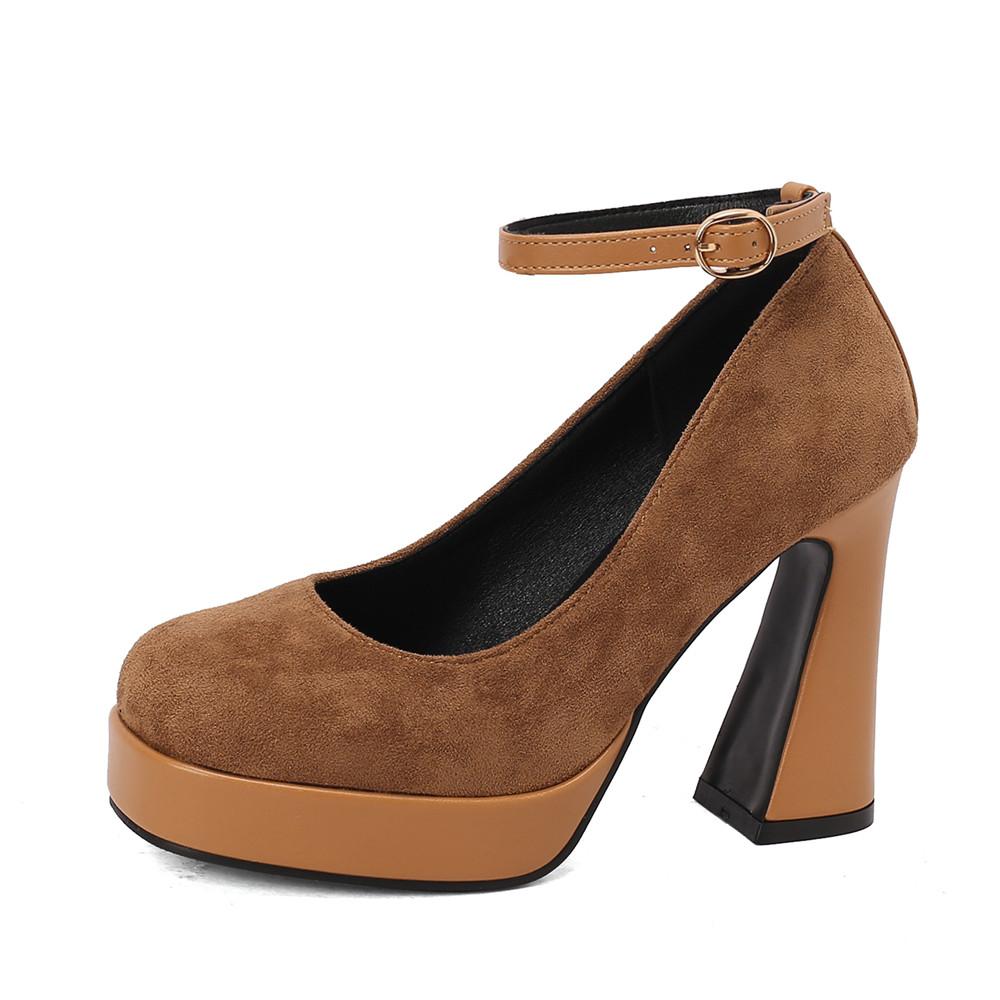 Fashion New Women Platform Pumps High Chunky Heels Round Toe Wedding Party Dress Shoe Ankle Strap Ladies Danc Shoes 2025 Spring New