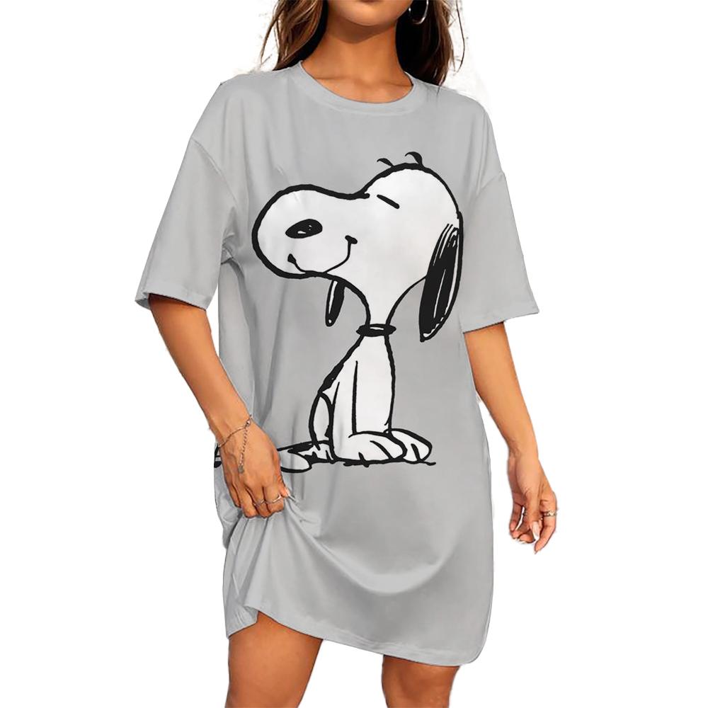 

Літня сукня вільна вінтажна з принтом Snoopy сукня-футболка повсякденна жіноча з коротким рукавом нова сукня великого розміру жіночий одяг XXL
