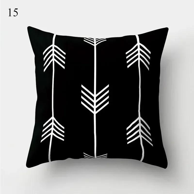 Black and White Geometric Cushion Cover Pillowcase Home Decoration Suitable for Bedroom Sofa Car