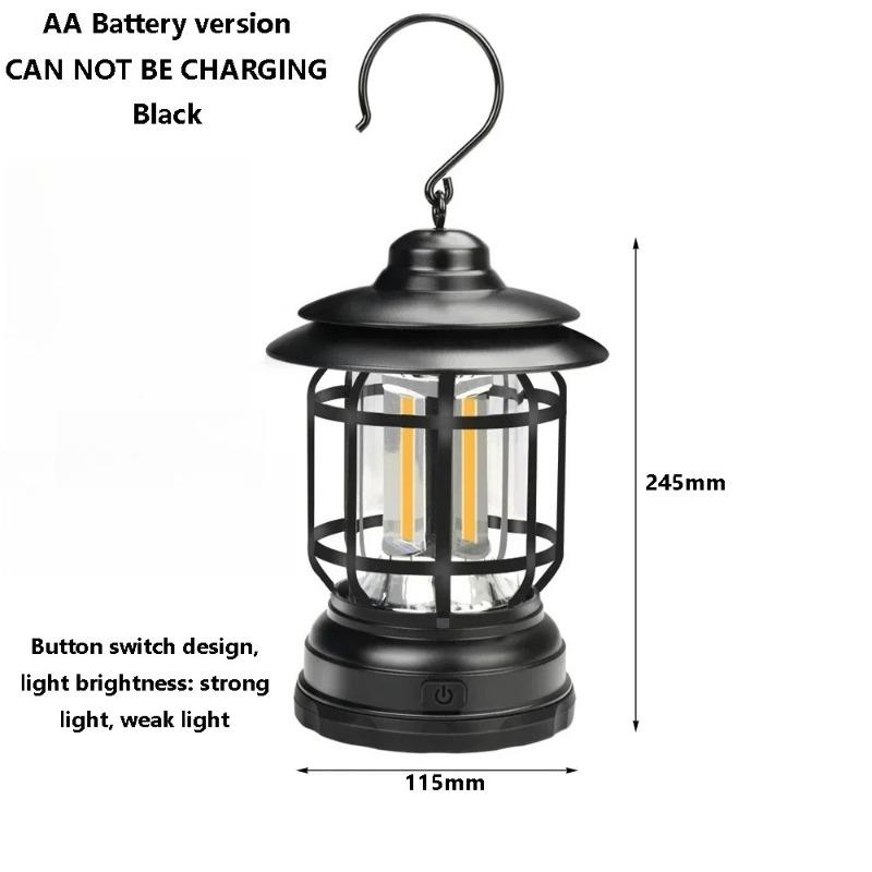 Camping Lamp Outdoor Retro Lantern Torch LED Light Retro Hanging Lamp Rechargeable Portable Campsite Light Tent Emergency Light Christmas Lighting