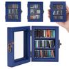 1set Wooden Mini Pocket Anxiety Bookshelf Miniature Bookcase Display Books Cabinet Decoration Rectangle Royal Blue 95x78.5x48.5mm