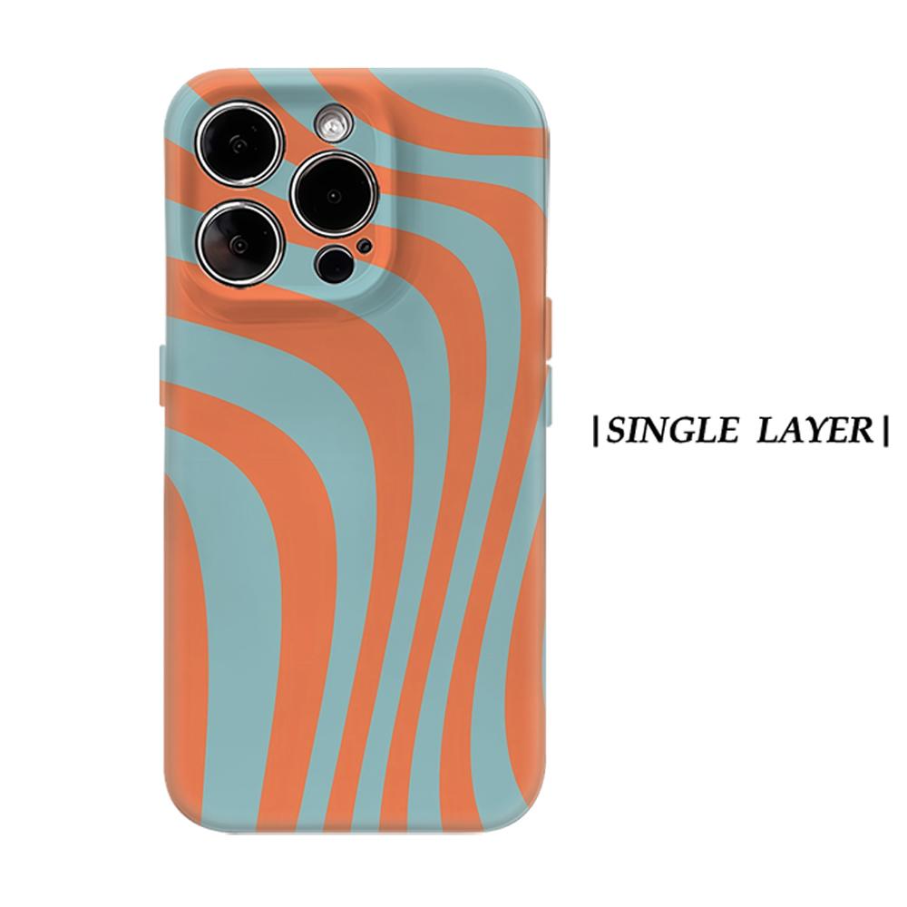 

Orange Teal Waves Phone Case for IPhone 17AIR 16E 16 15 14 13 12 11 17 Pro Max Plus Double-layer Back Cover IPHONE14