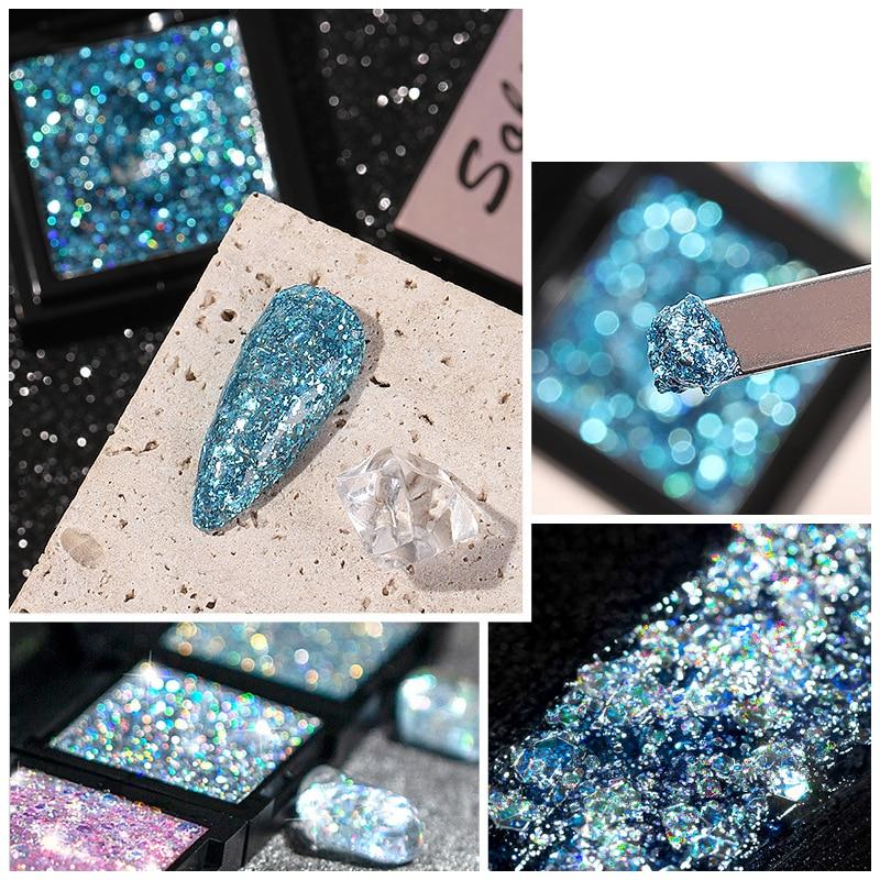 1 Box Solid Glitter Nail Gel Polish UV Gel Nagellack Nail Art Dekoration Nagelzubehör