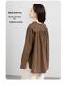 Xin Ge Cotton Loose Casual Long Sleeve Shirt with Beaded Collar