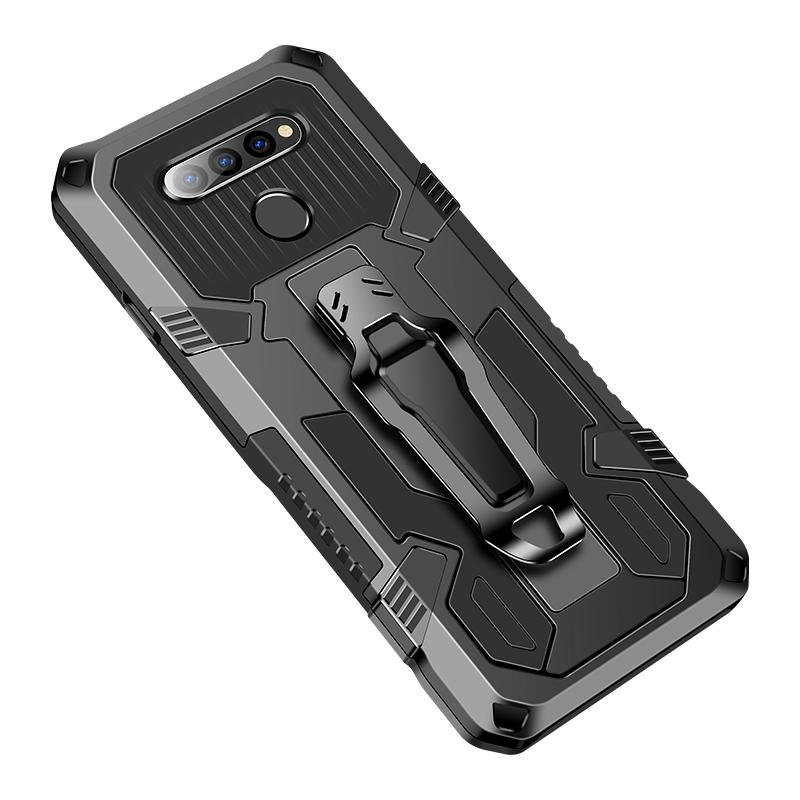 

Shockproof Heavy Duty Protective Cover With Metal Belt Clip+Magnetic Kickstand Case for LG K61 LG K61&JUST CASE