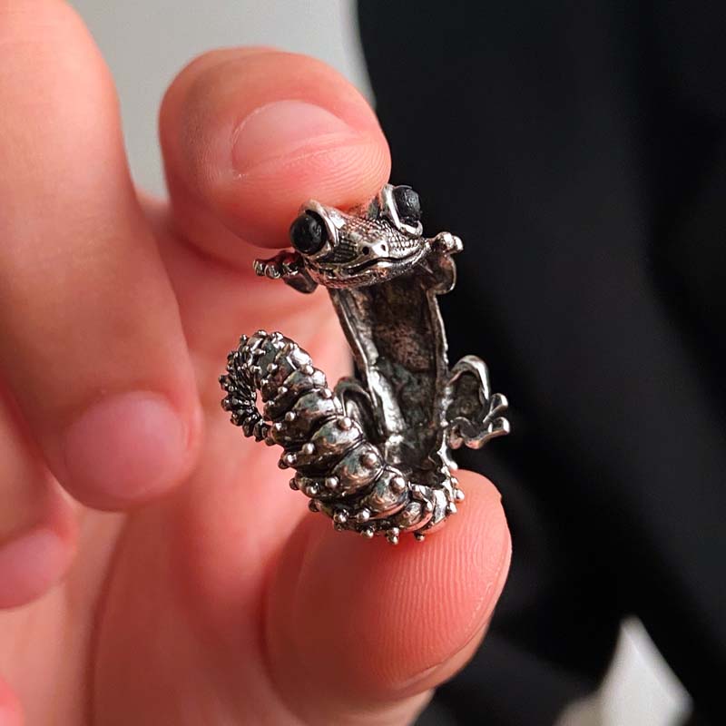 Gothic Black Lizard Opening Rings for Men Women Punk Hip Hop Metal Animal Adjustable Finger Ring Party Zircon Accessories