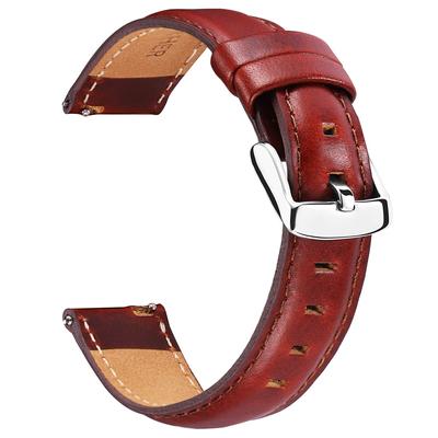 [BINLUN] Leather Watch Strap Quick Release Genuine Leather Wristwatch Band 18mm Red Adjustment Tool Included