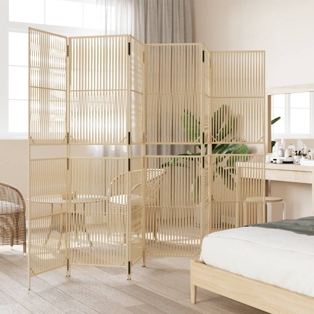 Vidaxl 6-Panel Screen, Beige, Poly Rattan