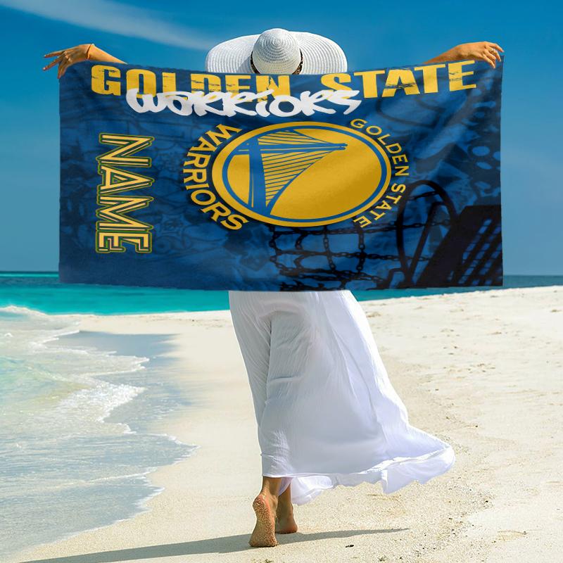 Personalized Golden State Warriors Fan Gear Beach Towel Microfiber Beach Towel Thin Absorbent for Beach Swimming Yoga Bath Sports. 0910221