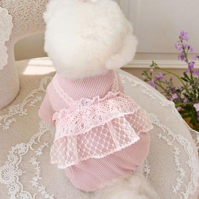 Comfortable Lace Camisole Pet Spring Summer Jumpsuit Waffle Lace Soft Dog Pajamas Breathable Pet Four Legged Coat Kittens