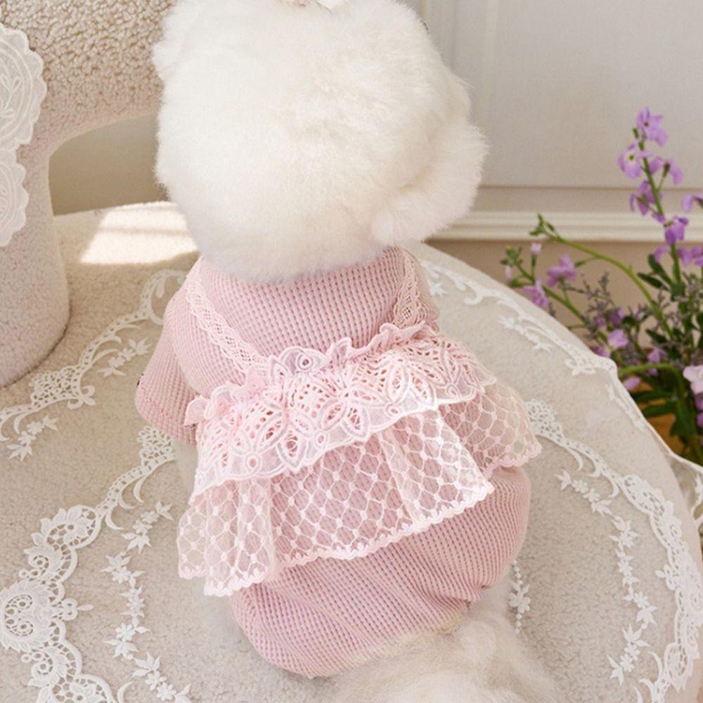 Waffle Lace Dog Pajamas Lace Camisole Cat Clothes Pet Supplies Pet Spring Summer Jumpsuit  Puppy